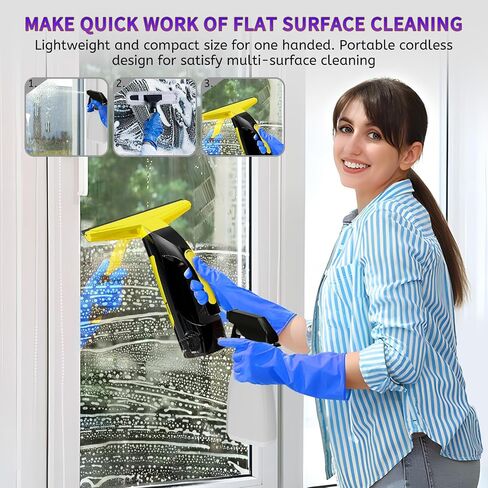 Window Vacuum Squeegee Cordless, Window Vac with Detachable Water Tank and Strong Suction, Electric Window Cleaning Tool for Shower Wall, Glass, Mirror, Countertop, Tiles, Car Windshield in Saudi Arabia