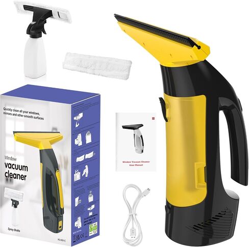 Window Vacuum Squeegee Cordless, Window Vac with Detachable Water Tank and Strong Suction, Electric Window Cleaning Tool for Shower Wall, Glass, Mirror, Countertop, Tiles, Car Windshield in Saudi Arabia