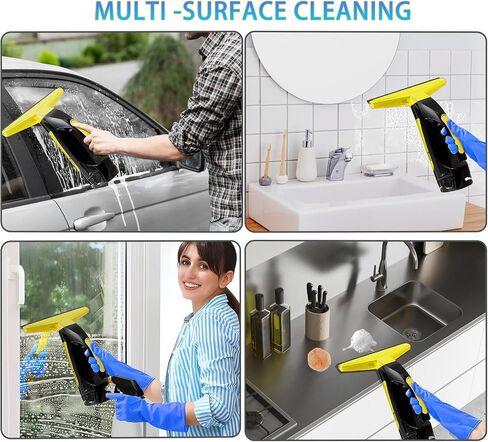 Window Vacuum Squeegee Cordless, Window Vac with Detachable Water Tank and Strong Suction, Electric Window Cleaning Tool for Shower Wall, Glass, Mirror, Countertop, Tiles, Car Windshield in Saudi Arabia
