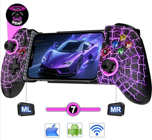 Full-Size Gaming Phone Controller for iPhone 15/16, Android Phone Tablet, Bluetooth Mobile Gamepad with Hall Trigger/Joysticks, for Roblox, Genshin Impact, Call of Duty, Handheld-Quality in Saudi Arabia