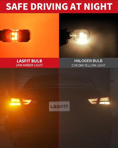 LASFIT T3 7443 Switchback LED لمبة Toyota Camry SE/LE/TRD/L 2018-2025 ، 2025 SE/LE 7444 LED الإشارة الأمامية لضوء الإضاءة لضوء السيارات 7444NA بنيت في المقاوم 100 ٪ خالية من العنبر الأبيض (2PC) in Kuwait