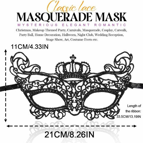 Nicute Lace Masquerade Mask for Women Black Masquerade Mask Eye Masks For Party Prom Ball Costume Mardi Gras Party Supply in Kuwait