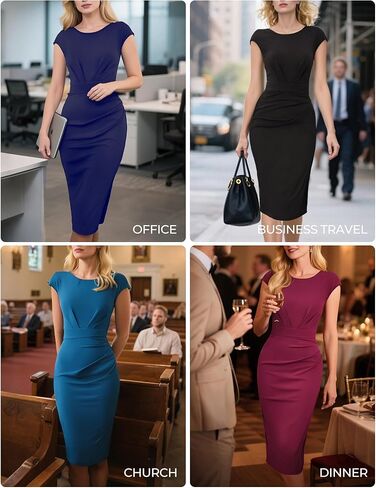GRACE KARIN Women's Wear to Work Dresses 2025 Cap Sleeve Bodycon Midi Dress Ruched Business Office Pencil Dress in Saudi Arabia