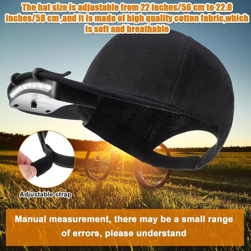 Mudder 3 PCS Baseball Cap with Lights Clip on 11 LED HAT HAT BATTERY BATERY LED BRIM LAMP Ultra Bright Flight (Black) in Kuwait