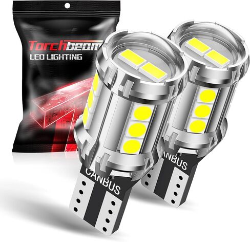 Torchbeam 194 LED Light Bulb, 10PC T10 168 6000K 5SMD 2825 LED Replacement Bulbs for Car Dome Map Door Courtesy License Plate Lights (Pack of 10) in Kuwait