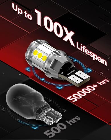 Torchbeam 194 LED Light Bulb, 10PC T10 168 6000K 5SMD 2825 LED Replacement Bulbs for Car Dome Map Door Courtesy License Plate Lights (Pack of 10) in Kuwait