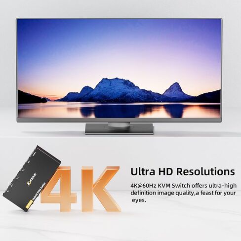 HDMI2.1 KVM Switch 2 Port 8K@60Hz 4K@120Hz ، HDMI KVM Switch 2 Computers Share 1 Monitor و 3 أجهزة USB 3.0 ، مع محول طاقة 12 فولت ، عن بعد السلكية و 2 USB3.0 كابل in Kuwait