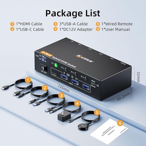 HDMI2.1 KVM Switch 2 Port 8K@60Hz 4K@120Hz ، HDMI KVM Switch 2 Computers Share 1 Monitor و 3 أجهزة USB 3.0 ، مع محول طاقة 12 فولت ، عن بعد السلكية و 2 USB3.0 كابل in Kuwait