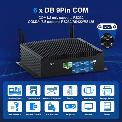 Industrial Mini PC Win11 Fanless Mini PC, Mini PC i5 10210U 16GB RAM 512GB M.2 SSD, HD DP Typ-C 4K Three Display Mini Desktop PC, Dual RJ45 LAN 6 RS232 COM 8 USB WiFi BT Auto Power On in Saudi Arabia
