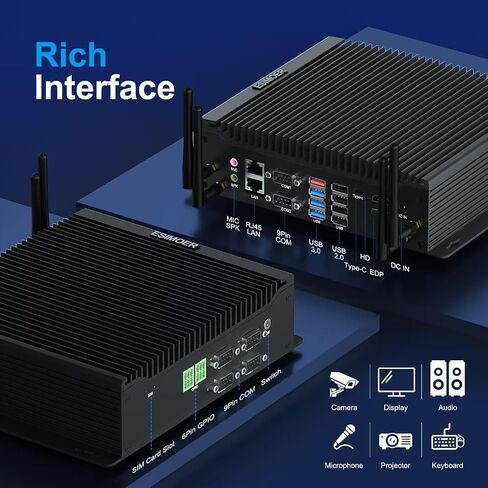 Industrial Mini PC Win11 Fanless Mini PC, Mini PC i5 10210U 16GB RAM 512GB M.2 SSD, HD DP Typ-C 4K Three Display Mini Desktop PC, Dual RJ45 LAN 6 RS232 COM 8 USB WiFi BT Auto Power On in Saudi Arabia