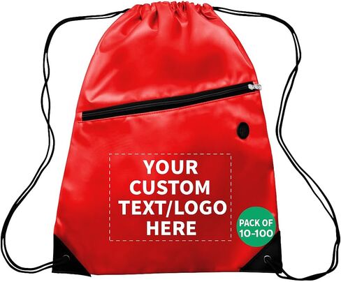 DISCOUNT PROMOS Custom Drawstring BackPacks with Pocket Set of 100, Personalized Bulk Pack - Water Resistant, Perfect for Gym, Camping, Beach, Outdoor Sports - Blue in Saudi Arabia