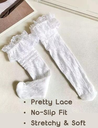 جوارب الفتاة الدانتيل الجوارب الزهور لباسها أبيض الركبة الجوارب الطويلة الطوي in Kuwait