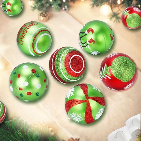 30 Pcs Christmas Balls Ornament 2.4 Inch Glittering Hanging Xmas Balls Red and Green Christmas Tree Pendants Swirl Candy Cane Elf Balls Plastic Hanging Decorations for Xmas Tree Home Party Decor in Saudi Arabia