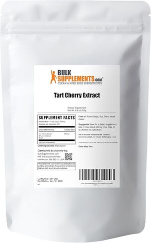 plksupplements.com Tart Cherry Extract Powder - ملحق كرز تارت ، ملحق الأعشاب - مصدر مضادات الأكسدة ، خالية من الغلوتين ، 500 ملغ لكل وجبة ، 250 جرام (8.8 أوقية) (حزمة 1) in Kuwait