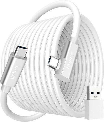 كبل Kuject Link Cable 16ft متوافق مع Quest 3S/3 ، Quest 2/Pro ، PICO 4 ، VR CELLESS CABLE لألعاب RIFT S/Steam VR ، USB 3.0 TYPE C TO C HISE SPEED TRANDATION CORC in Kuwait
