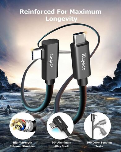 Kuject 16FT Link Cable for Quest 3S/3, Quest 2/Pro, Pico 4, VR Headset Accessories Cable for Rift S/Steam VR Games, USB 3.0 Type C to C High Speed Data Transfer Charging Cord for Gaming PC in Kuwait