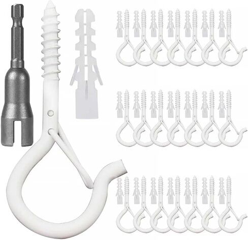25 حزمة أسود Q-hanger السنانير مع مشبك السلامة ، 25pcs السنانير المسمار كوب مقاوم للرياح و 25pcs تثبيت البلاستي in Kuwait