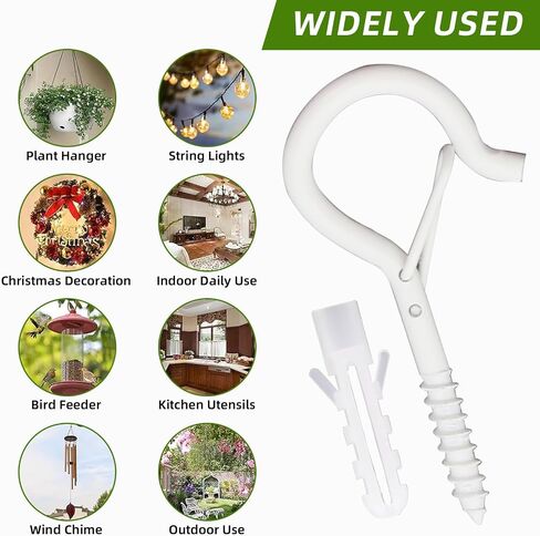 25 حزمة أسود Q-hanger السنانير مع مشبك السلامة ، 25pcs السنانير المسمار كوب مقاوم للرياح و 25pcs تثبيت البلاستي in Kuwait