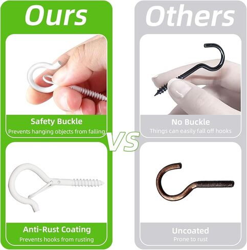 25 حزمة أسود Q-hanger السنانير مع مشبك السلامة ، 25pcs السنانير المسمار كوب مقاوم للرياح و 25pcs تثبيت البلاستي in Kuwait