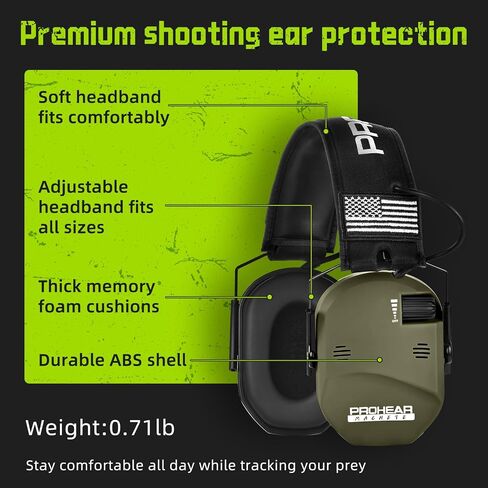 PROHEAR 022 Electronic Ear Protection for Shooting & Hunting - 29dB SNR Noise Reduction, 5X Sound Amplification, 4 Omnidirectional Microphones, HD Speakers - Gun Range Hearing Protection Muffs,Black in Saudi Arabia