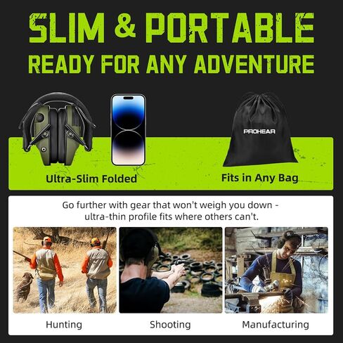 PROHEAR 022 Electronic Ear Protection for Shooting & Hunting - 29dB SNR Noise Reduction, 5X Sound Amplification, 4 Omnidirectional Microphones, HD Speakers - Gun Range Hearing Protection Muffs,Black in Saudi Arabia