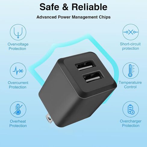 4 Pack USB Fast Charger ، Dual A Port USB Square Adapter Adapter Charger Holder ، Wall Mount for iPhone 14/13/12/11 Pro Max and More in Kuwait