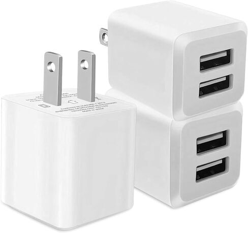 4 Pack USB Fast Charger ، Dual A Port USB Square Adapter Adapter Charger Holder ، Wall Mount for iPhone 14/13/12/11 Pro Max and More in Kuwait