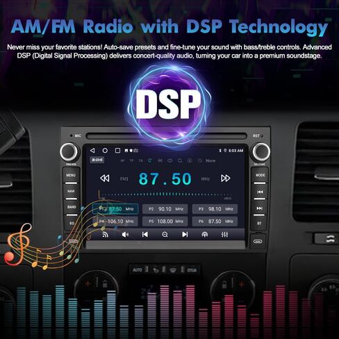 Android 13 Car Stereo Radio 2GB+64GB with Wireless Carplay & Android Auto, Backup Camera, 7 Inch HD Touchscreen | for Chevrolet Silverado Tahoe GMC Sierra Yukon 2007-2014 in Kuwait