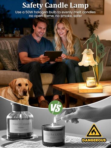 Flower Candle Warmer Lamp with Timer,Dimmable Candle Lamp Warmer,Adjustable Height Candle Warmer for All Jar Candles,Bedroom Living Room Home Decor Aesthetic Christmas Birthday Gifts for Women in Saudi Arabia