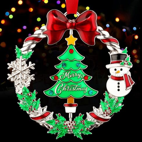 زخرفة عيد الميلاد 2024 لزينة شجرة عيد الميلاد المعلقة، زخرفة إكليل عيد الميلاد مع الرنة القابلة للتدوير، مؤرخة 2024 زخرفة عيد الميلاد المعدنية لهدية تذكار ديكور العطلات in Kuwait