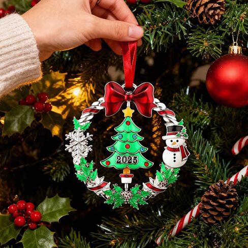زخرفة عيد الميلاد 2024 لزينة شجرة عيد الميلاد المعلقة، زخرفة إكليل عيد الميلاد مع الرنة القابلة للتدوير، مؤرخة 2024 زخرفة عيد الميلاد المعدنية لهدية تذكار ديكور العطلات in Kuwait