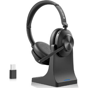Wireless Headset with Mic,Wireless Work Headset Bluetooth V5.3 with AI Noise Cancelling Mic with USB Dongle & Mic Mute for PC Computer Laptop Cell Phones Remote Work Home Office Call Center Zoom Skype in Kuwait