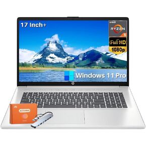 HP 17.3 FHD CAPTOP Computer ، Intel 8-Core Processor ، 16GB RAM ، 512GB SSD ، WIFI 6 ، Bluetooth 5.3 ، HDMI ، Type-C ، Silver ، Windows 11 Pro & MS Office Lifetime for الطالب والأعمال in Kuwait