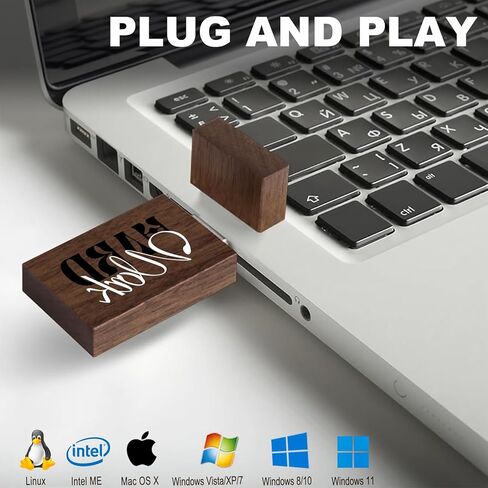Wooden Custom USB Flash Drive 2GB 5 Pack, JBOS Wood Customized USB Thumb Drives 2GB Personalized Logo USB Stick Bulk Ideal Present for Wedding Event Items (Walnut，Maple，Bamboo) in Kuwait