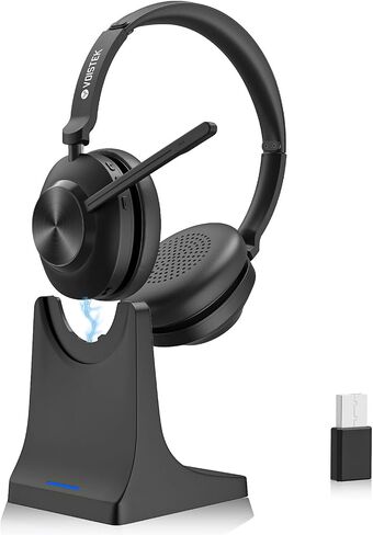 Wireless Headset with Mic,Wireless Work Headset Bluetooth V5.3 with AI Noise Cancelling Mic with USB Dongle & Mic Mute for PC Computer Laptop Cell Phones Remote Work Home Office Call Center Zoom Skype in Kuwait