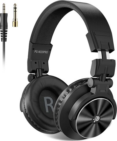 Pupgsis Wired Over Ear Headphones: Studio Monitor Headphones - Professional 40KHz HI -RES DJ Stereo Headphones - 1/4 to 3.5mm Audio Jack للتسجيل والخلط والبودكاست والغيتار والبيانو in Kuwait