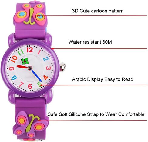 Venhoo Kids Watches for Boys 3D Cute Cartoon Silicone Children Toddler Wrist Watch Time Teacher Birthday Gifts for 3 4 5 6 7 8 9 Year Girls Little Child-Black Astronauts in Kuwait