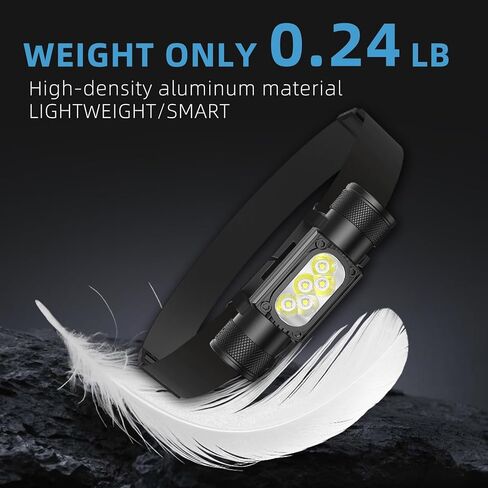 Super Bright 1200 Lumen LED LED مصباح أمامي قابل لإعادة الشحن مع منفذ Type-C القابل للدوار ، وضوء رأس مقاوم للماء مع بطارية 2600 مللي أمبير في الساعة ، ومصباح رأس قابل للتعديل 180 درجة مع 6 أوضاع للتخييم في المشي لمسافات طويلة in Kuwait