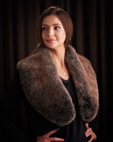 Futrzane Siberian Collar - Womens Faux Fur Collars - Elegant Winter Scarf Wrap in Kuwait