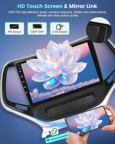 ستيريو Ekat Car لـ Jeep Cherokee Sport 2014 2015 2015 2017 مع راديو شاش أندرويد اللاسلكي/Android 2G+64G - 10 بوصة مع المعادل ، WiFi ، GPS ، FM RDS ، AHD الخلفي Cam in Kuwait