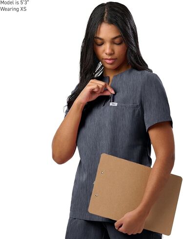Peelz Rina 4-Pocket A-Neck Women’s Scrub Top - Soft Fabric Scrubs, Smart Pocket Design, Slim Fit Scrub Tops for Women in Kuwait