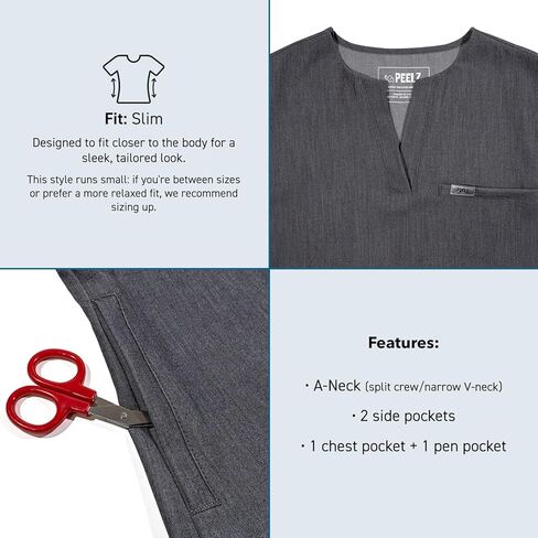 Peelz Rina 4-Pocket A-Neck Women’s Scrub Top - Soft Fabric Scrubs, Smart Pocket Design, Slim Fit Scrub Tops for Women in Kuwait