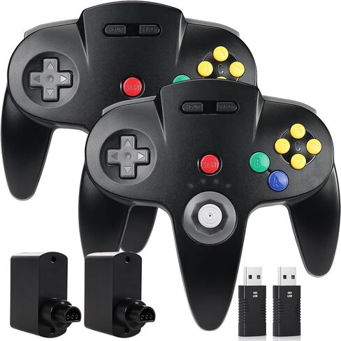 2.4 GHz Wireless N64 Switch Online Controller ، جهاز استقبال USB ومستقبل N64 ، متوافق مع Windows PC IOS MAC Raspberry PI ، N64 / Switch Online / NSO - (قابلة لإعادة الشحن) (التوصيل والتشغيل) (2 حزمة) in Kuwait