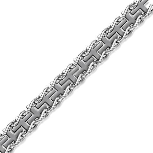 Metro Jewelry Thick Specialty Cross Bracelet for Men in Stainless Steel with Black or Yellow Gold Ion Plating - 8.5 Inches Long with Fold Over Clasp in Kuwait