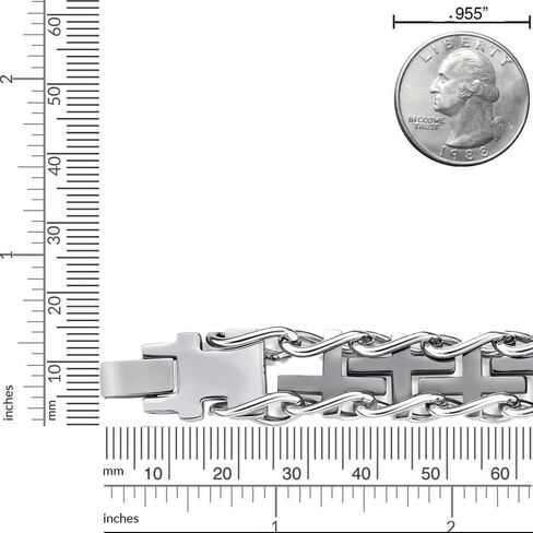 Metro Jewelry Thick Specialty Cross Bracelet for Men in Stainless Steel with Black or Yellow Gold Ion Plating - 8.5 Inches Long with Fold Over Clasp in Kuwait