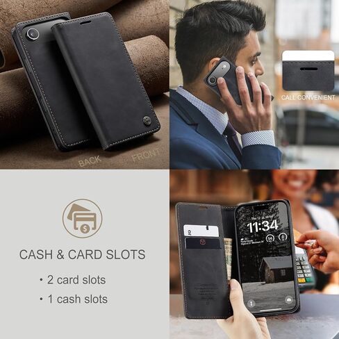 ل Samsung Galaxy A16 Case Wallet Card Card Cover Cover Slim Luxury Leather Cover لـ Samsung A16 5G (Coffee) in Kuwait