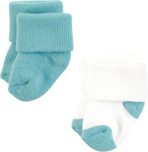 Hudson Baby Baby Infant Boy Cotton Rich Newborn and Terry Socks, Blue Teal Neutral, 0-6 Months in Kuwait