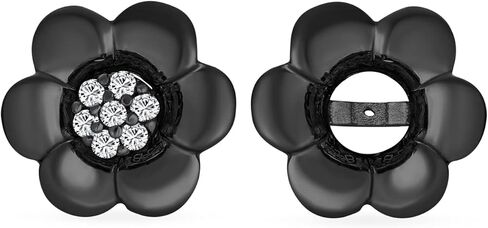 2 In 1 Removable Jackets Simple Danity Pave CZ Stud Center with Petal Flower Jacket Rose Stud Earrings For Women Teen Rose Gold Plated Black .925 Sterling Silver in Kuwait