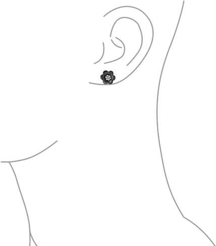 2 In 1 Removable Jackets Simple Danity Pave CZ Stud Center with Petal Flower Jacket Rose Stud Earrings For Women Teen Rose Gold Plated Black .925 Sterling Silver in Kuwait