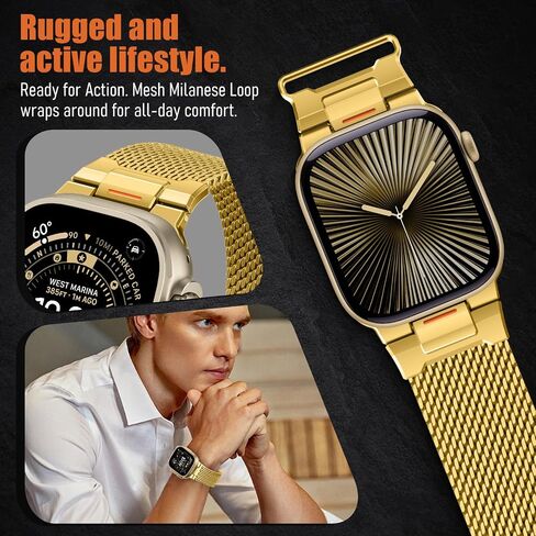 Bxuxohs Milanese Loop- متوافق مع Apple Watch Ultra 2 Band for Men 49mm 46mm 45mm 44mm 42mm 41mm 41mm 40mm 38mm ، magnetic mesh metal strap wristband for iwatch se series 10/9/8/6/5/4/4/3 ultra2/ultra/ultra in Kuwait